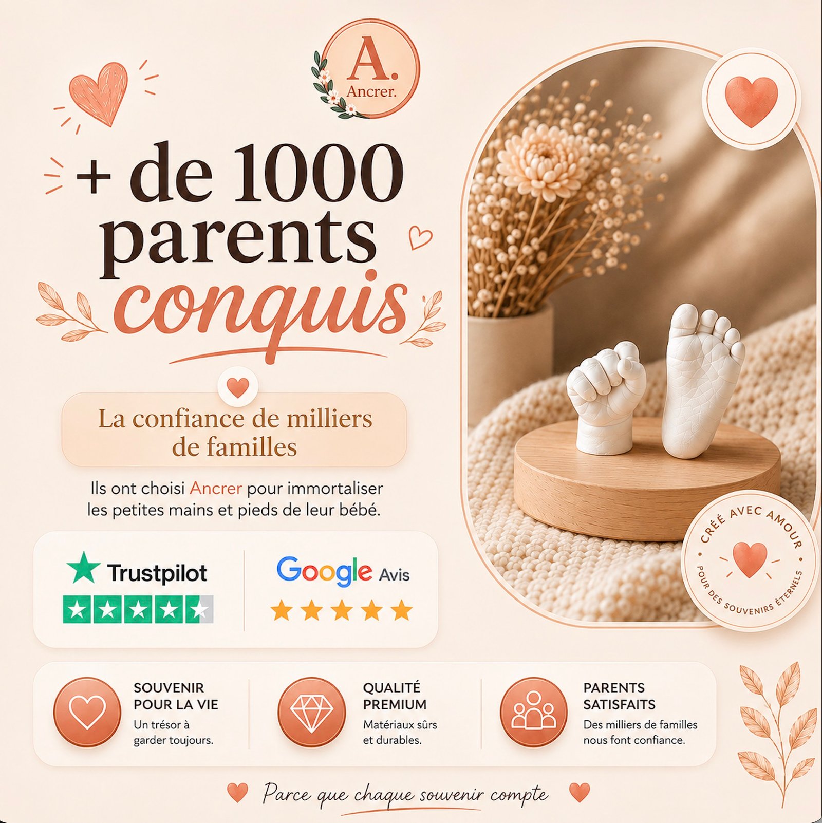 Cadeau de naissance kit empreinte bébé ANCRER