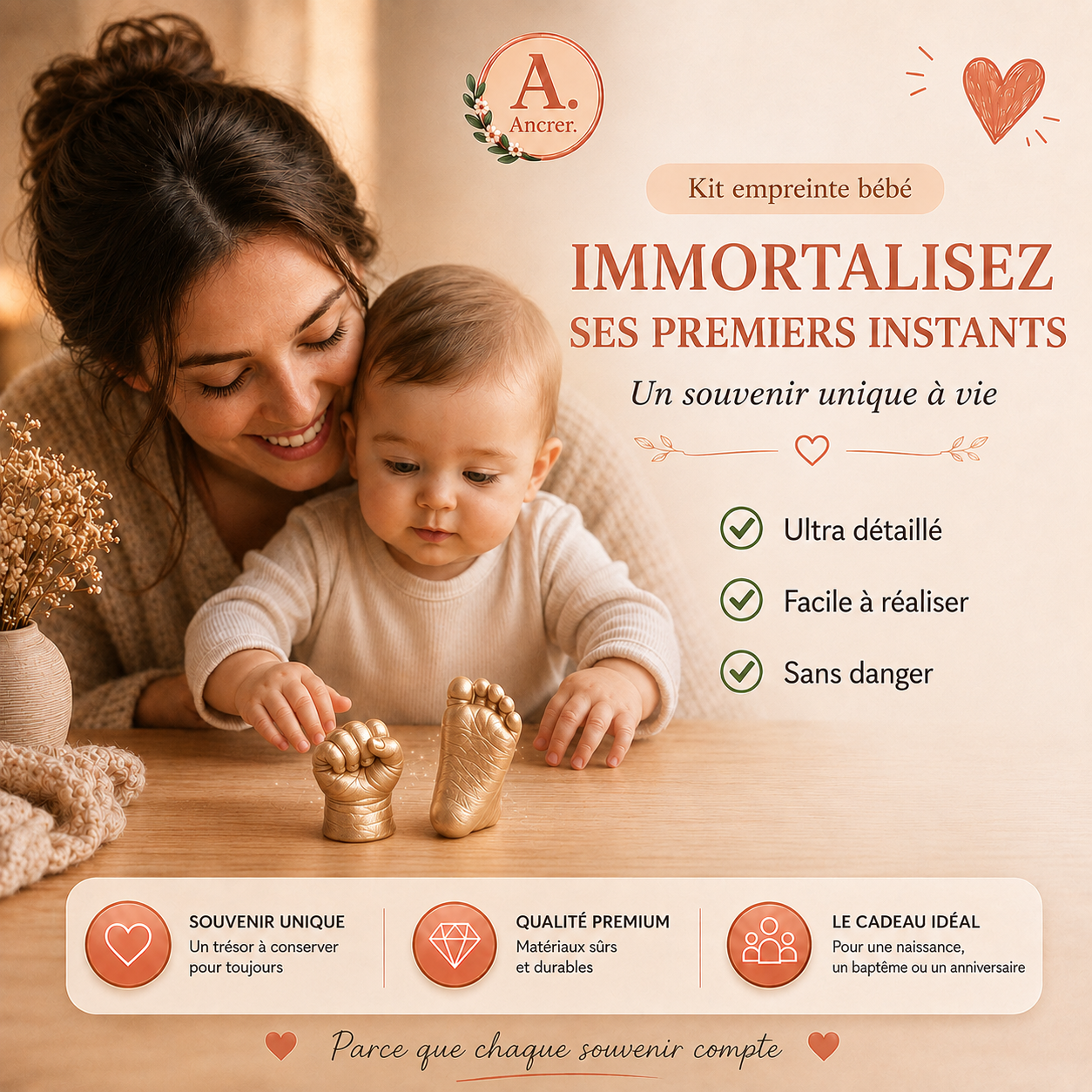 Souvenir de naissance réalisé avec le kit ANCRER