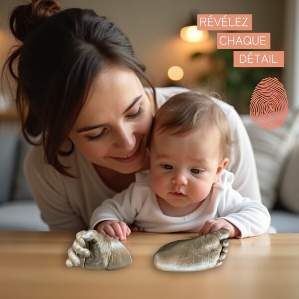 Kit empreinte main pied bébé en plâtre - 100% Made in France - ANCRER - 2 empreintes 0-18 mois – Image 6