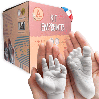 Kit empreinte main pied bébé en plâtre – 100% Made in France – ANCRER – 2 empreintes 0-18 mois