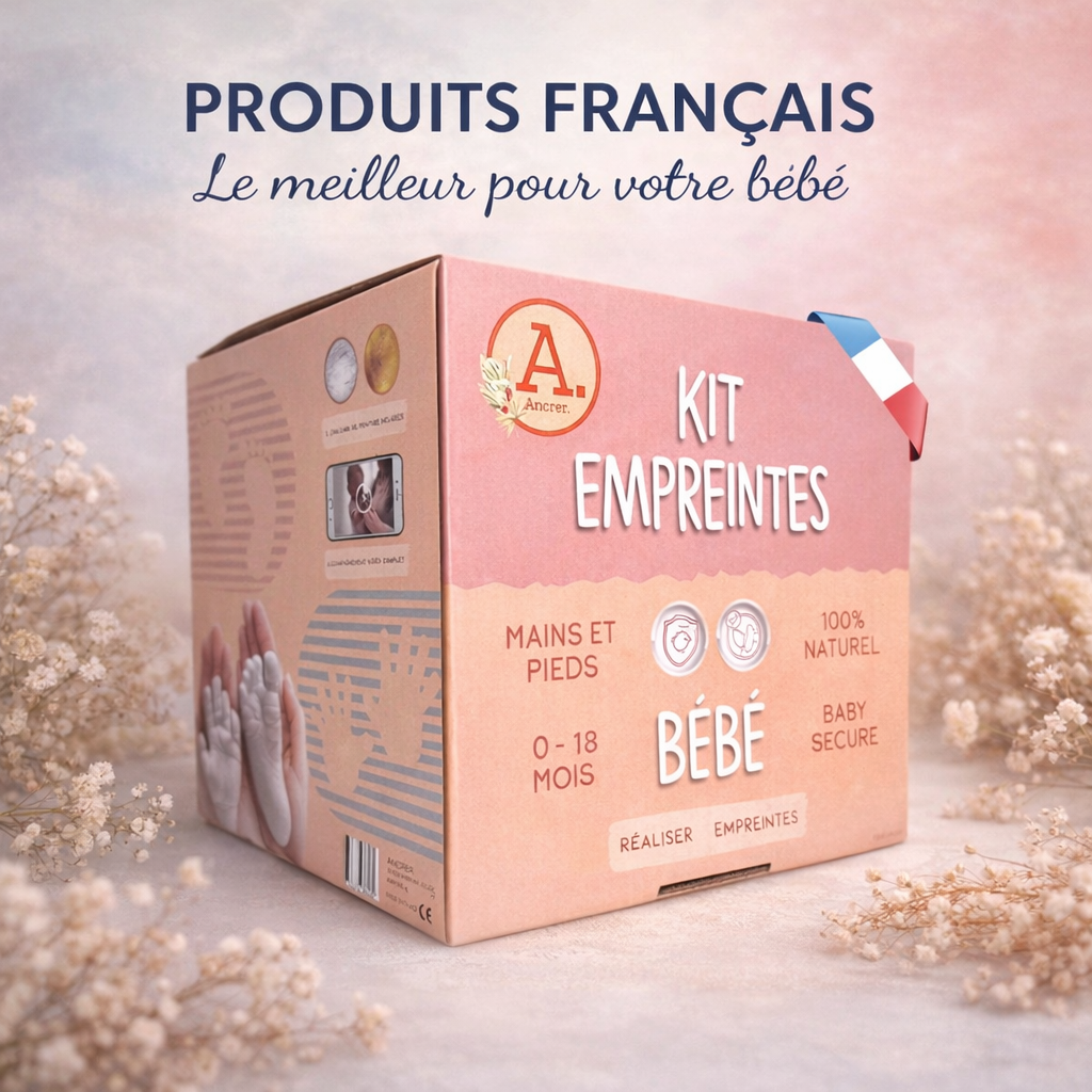 Cadeau pour naissance | Kits de Moulage Bébé | 100% Artisanat Français | 2 Empreintes Mains Pieds bebe | Kit Empreinte Fille Garçon | Contenants Réutilisables | Marque ANCRER® – Image 2