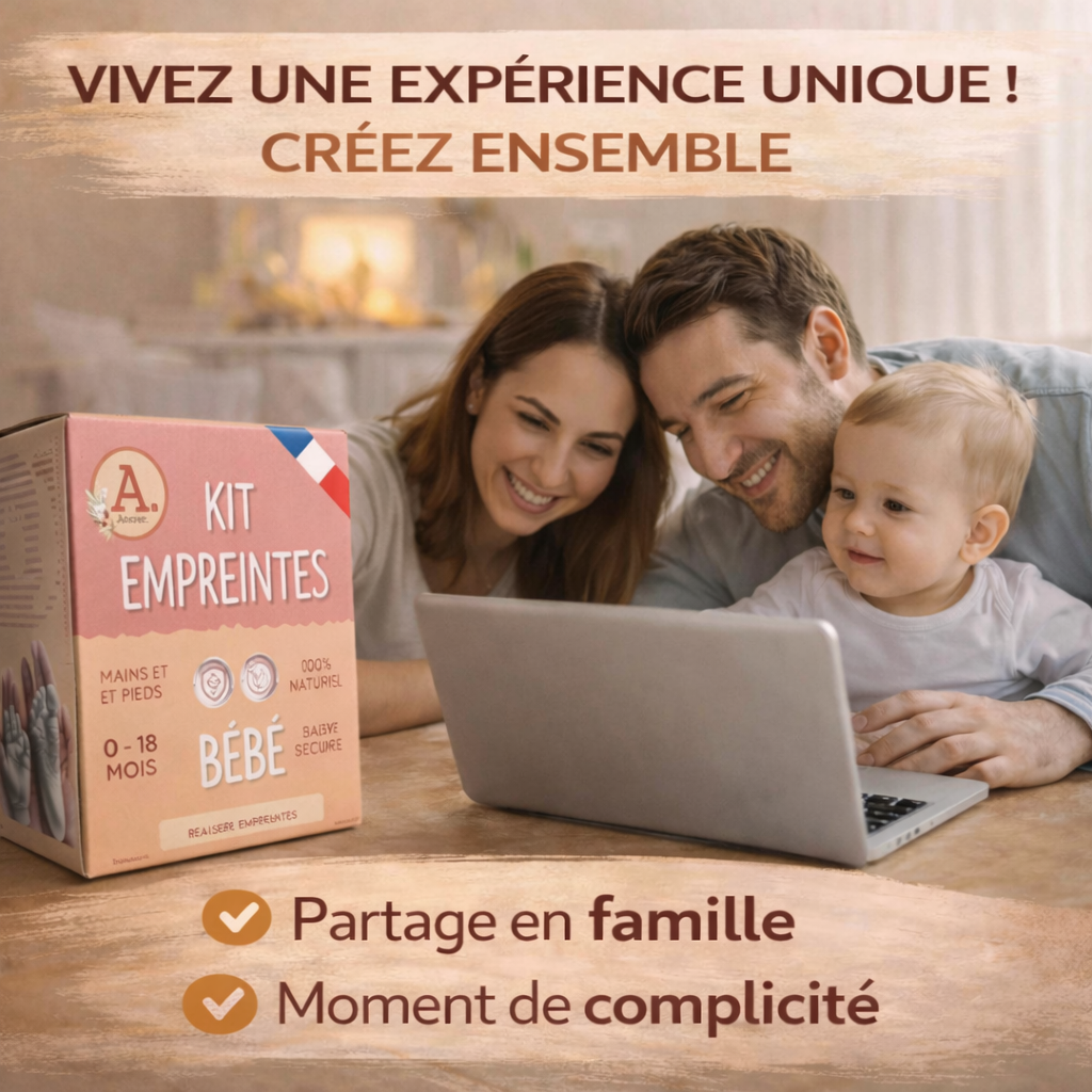 Cadeau pour naissance | Kits de Moulage Bébé | 100% Artisanat Français | 2 Empreintes Mains Pieds bebe | Kit Empreinte Fille Garçon | Contenants Réutilisables | Marque ANCRER® – Image 5