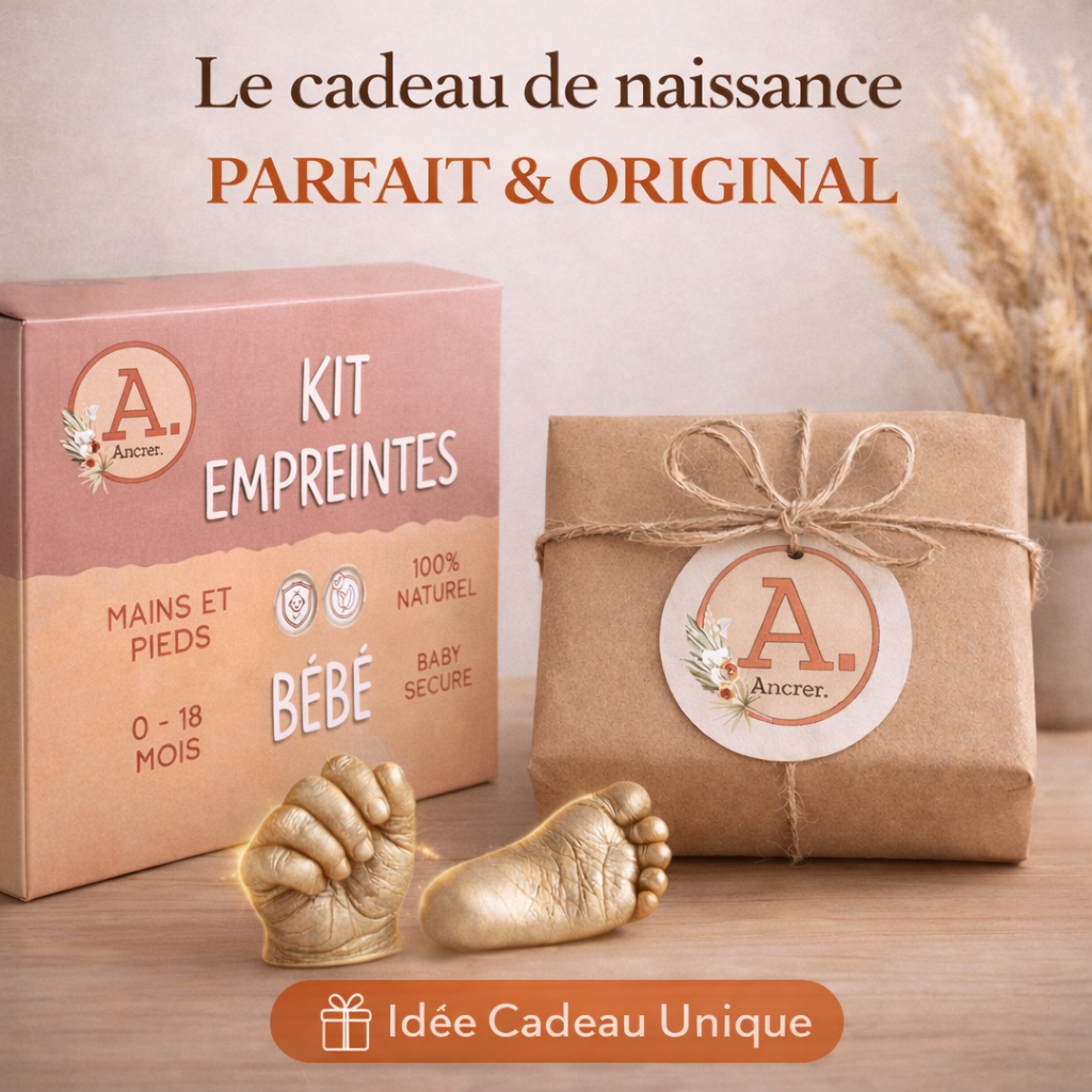 Cadeau pour naissance | Kits de Moulage Bébé | 100% Artisanat Français | 2 Empreintes Mains Pieds bebe | Kit Empreinte Fille Garçon | Contenants Réutilisables | Marque ANCRER® – Image 3