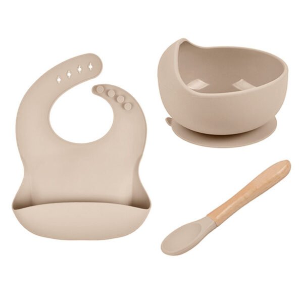 Coffret Repas Bébé Silicone 3 Pièces – Bol, Cuillère et Bavoir Étanche – Image 5