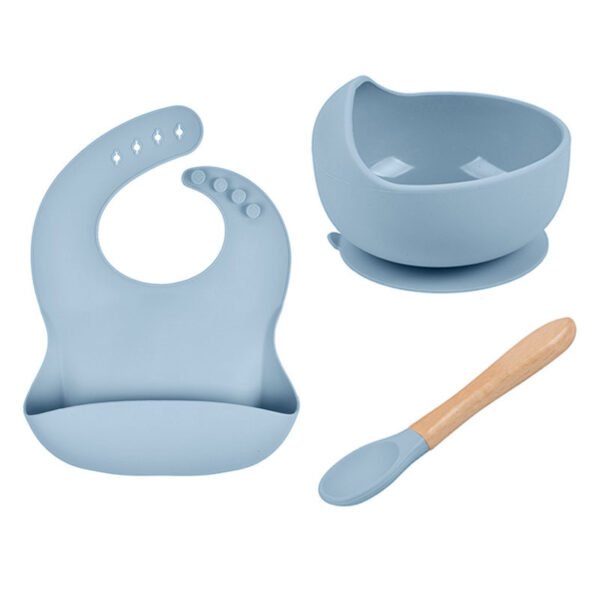 Coffret Repas Bébé Silicone 3 Pièces – Bol, Cuillère et Bavoir Étanche – Image 10