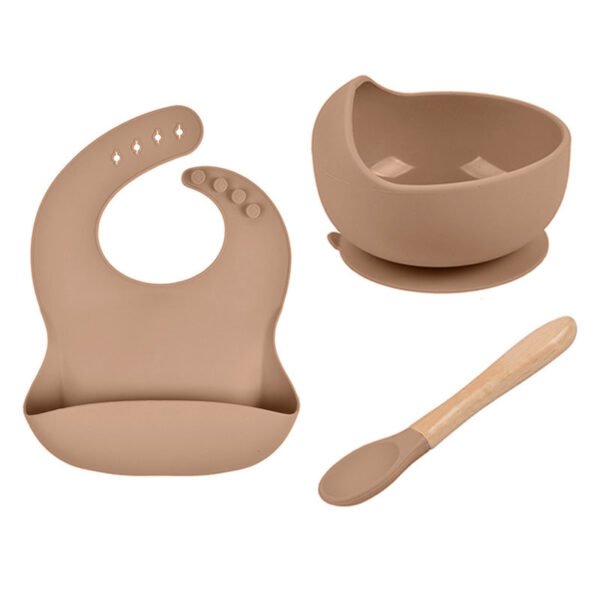 Coffret Repas Bébé Silicone 3 Pièces – Bol, Cuillère et Bavoir Étanche – Image 6