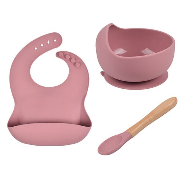 Coffret Repas Bébé Silicone 3 Pièces – Bol, Cuillère et Bavoir Étanche – Image 4