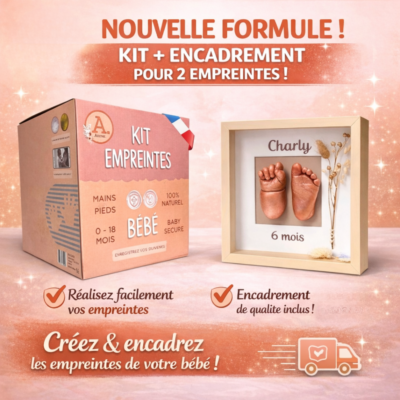 Kit Empreintes Bébé + Encadrement personnalisé Souvenir sur mesure (2 empreintes)