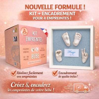 Kit Empreintes Bébé + Encadrement personnalisé Souvenir sur mesure (4 empreintes)