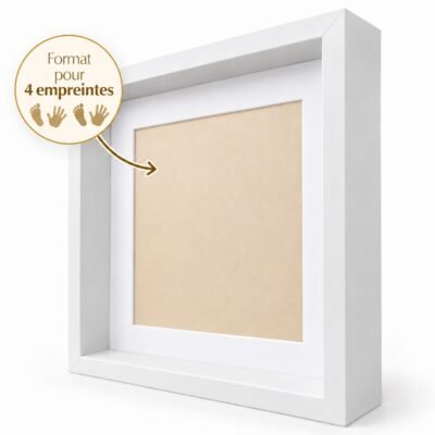 Cadre Blanc Ancrer® 2 & 4 empreintes bébé – Fond  & prénom personnalisé offert